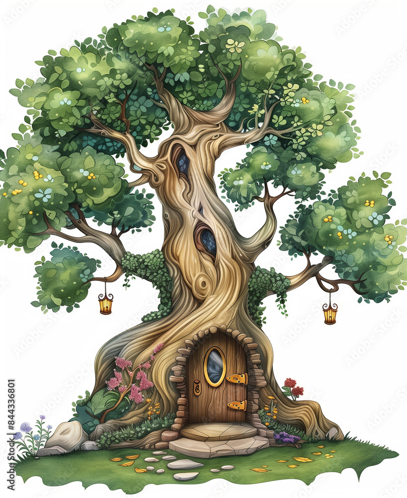 Fototapeta premium fantasy tree house isolated on white background