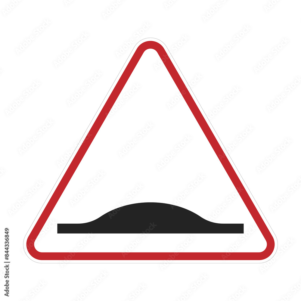 Isolated speed bump in red triangle road sign, for reduce speed, slow down drive car Isolated speed bump in red triangle road sign, for reduce speed, slow down drive car