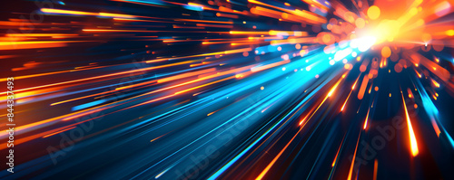 Abstract network and data speed, Blue and orange speed data futuristic background