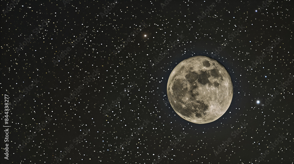 Fototapeta premium stars with full moon on dark background