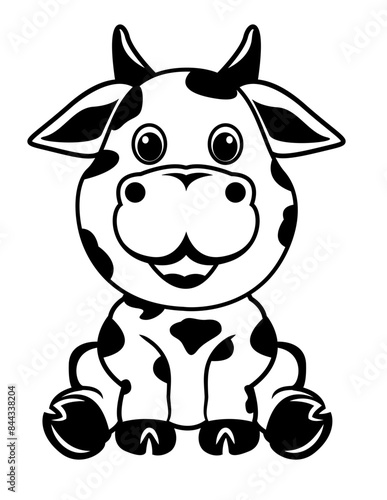 Cute Baby Cow | Calf | Farm Animal | Farm Life | Cow's Milk | Baby Cow | Baby Bull | Original Illustration | Vector and Clipart | Cutfifle and Stencil
