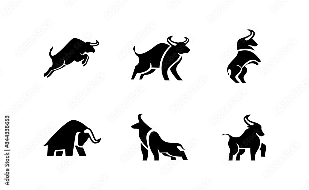 Fototapeta premium Bull Black logo icon design illustration template