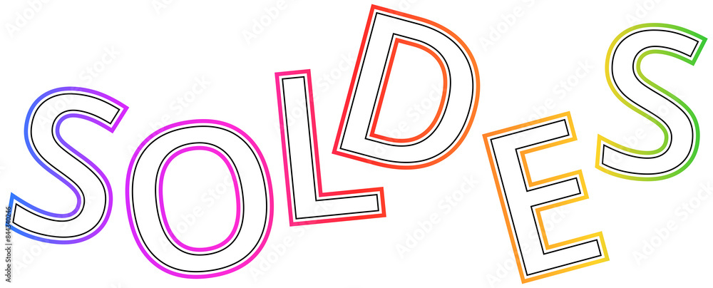 Logo Soldes Blanc avec Contour en Couleurs Logo Soldes Blanc avec Contour en Couleurs