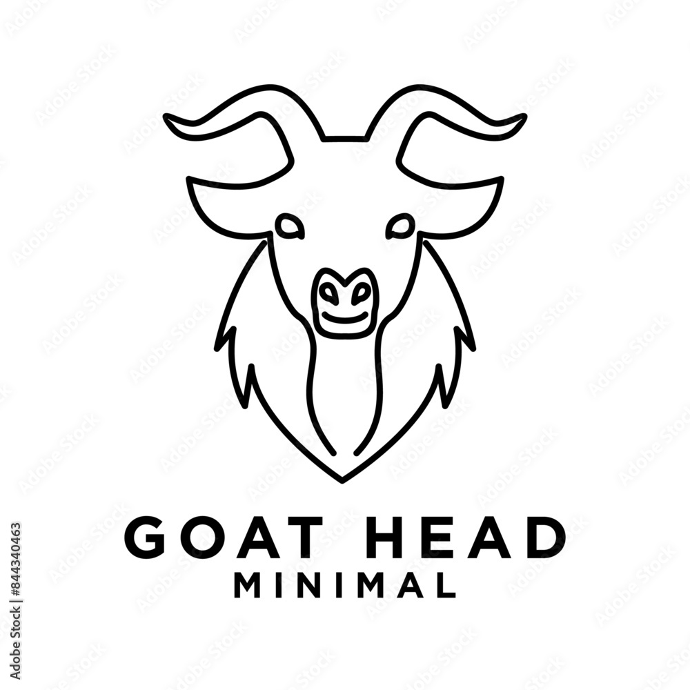 Goat Head line logo icon design illustration