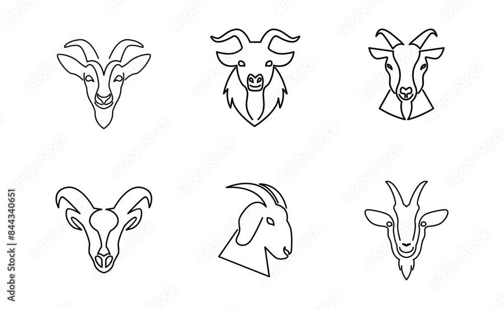 Goat Head line logo icon design illustration Goat Head line logo icon design illustration