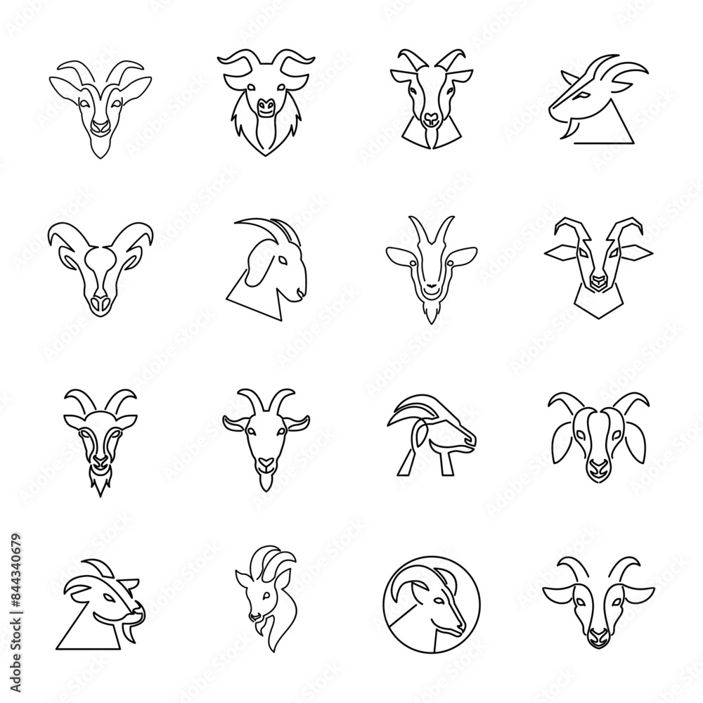 Goat Head line logo icon design illustration Goat Head line logo icon design illustration