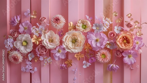 A vertical shot of beautiful flowers on the pink background