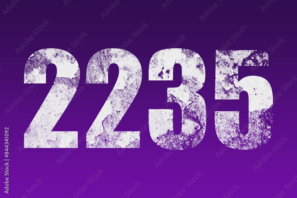 flat white grunge number of 2235 on purple background. flat white grunge number of 2235 on purple background.
