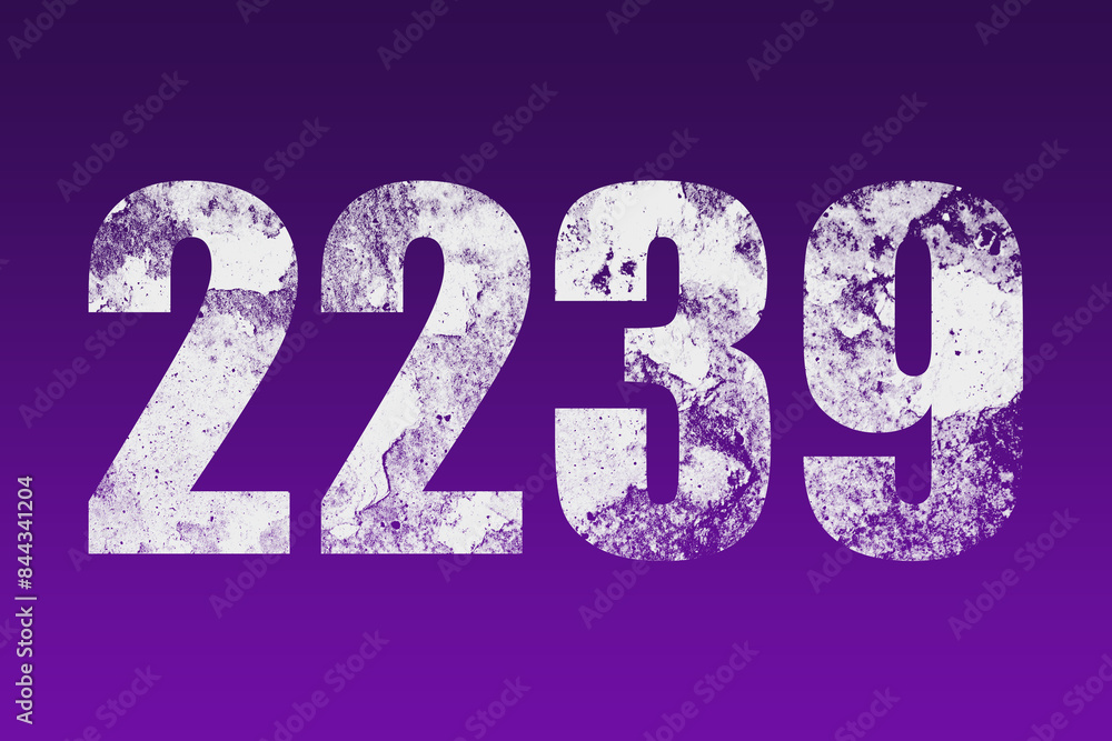 flat white grunge number of 2239 on purple background. flat white grunge number of 2239 on purple background.