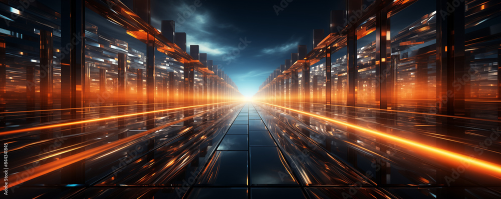 Abstract network and data speed, Blue and orange speed data futuristic background Abstract network and data speed, Blue and orange speed data futuristic background