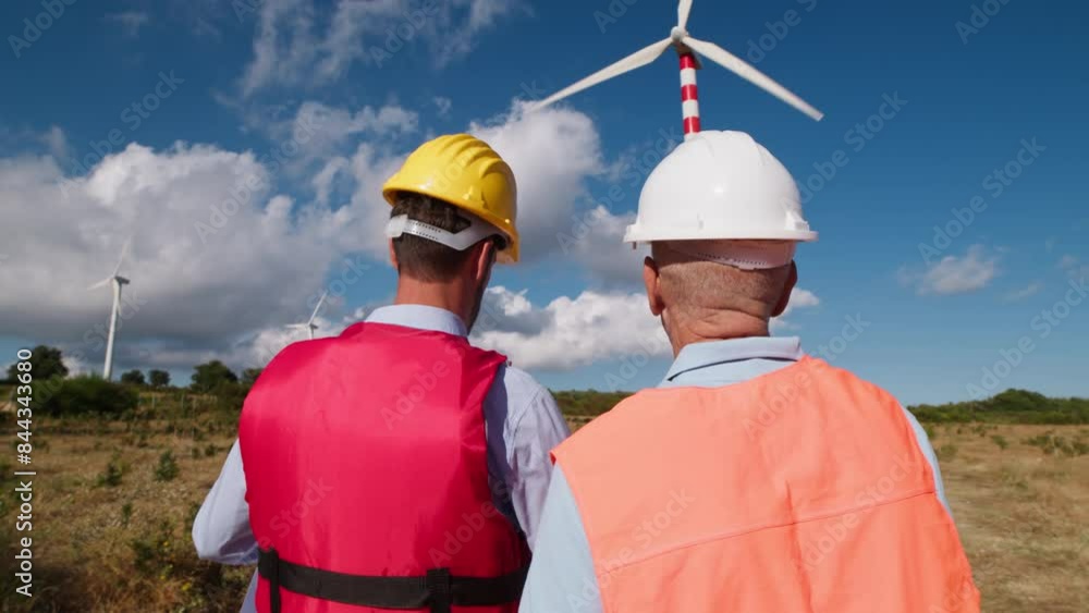Engineers At Work Under Wind Turbines Engineers At Work Under Wind Turbines