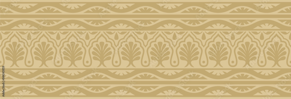Vector gold seamless national Indian ornament. endless border, ethnic hindu frame. Mumba Vector gold seamless national Indian ornament. endless border, ethnic hindu frame. Mumba