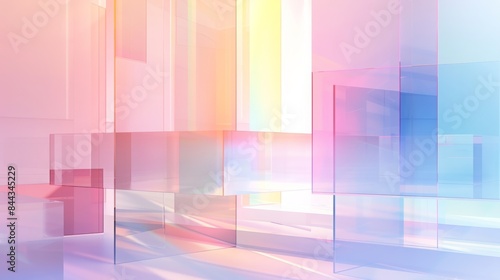 Sleek and modern glassmorphism background featuring transparent forms and light accents