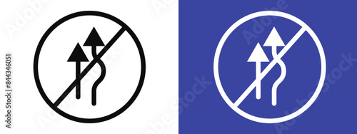 Ensure road safety with this do not overtake traffic sign, showcasing a clear warning symbol, arrow direction, and prohibited overtaking on highways.