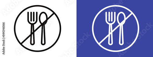 The no eating sign prevents food consumption, featuring a prohibition symbol, vector icon, and warning label for restricted meal areas.
