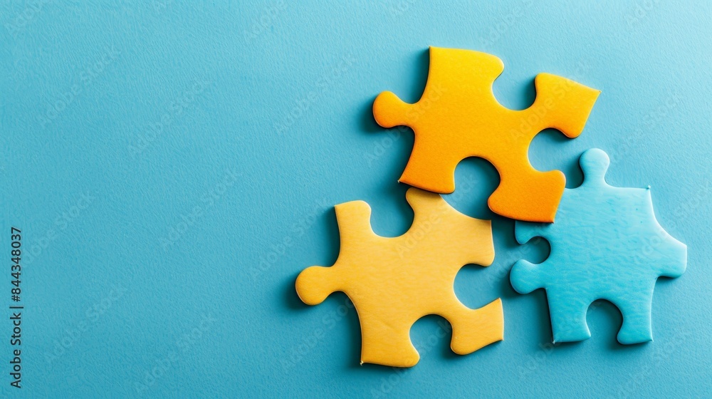 Fototapeta premium Puzzle. Business strategy, success solution, jigsaw games symbol. Idea metaphor. Creative idea, connection, challenge, partnership, teamwork, match
