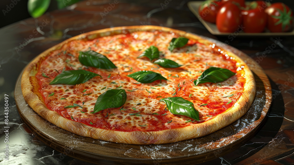 A realistic 3D image of a pizza that looks lifelike.