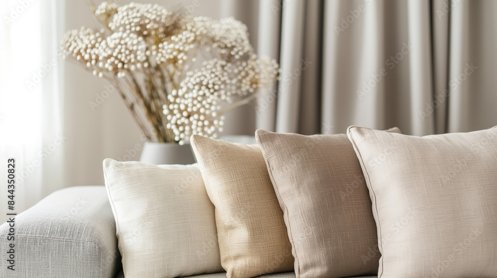 Cozy Pillows on Sofa with Elegant Decor Cozy Pillows on Sofa with Elegant Decor