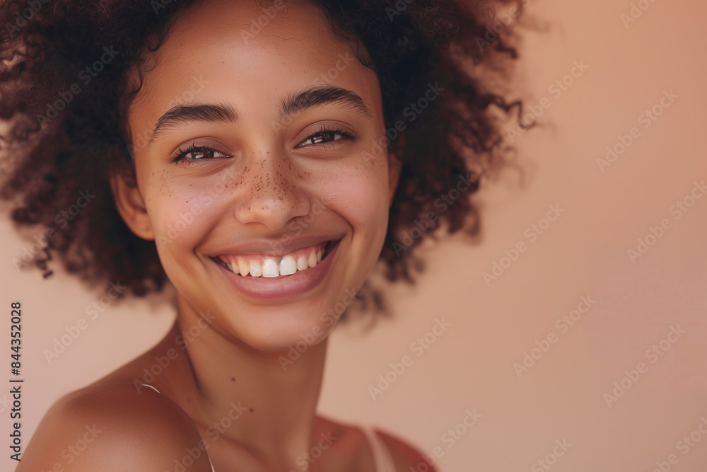 Beauty portrait of African American girl with afro hair. Beautiful black woman. Cosmetics, makeup and fashion Beauty portrait of African American girl with afro hair. Beautiful black woman. Cosmetics, makeup and fashion