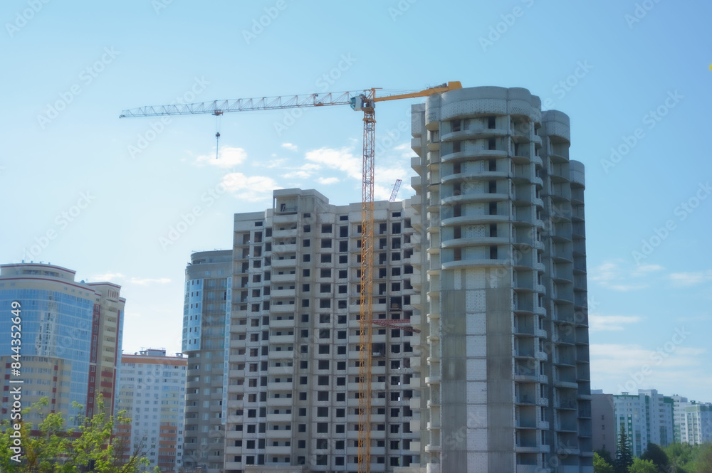 A large house under construction, a new multi-storey building A large house under construction, a new multi-storey building