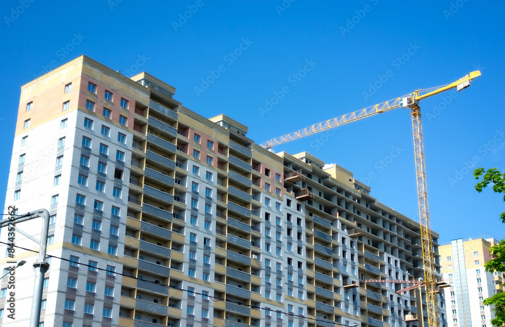 A large house under construction, a new multi-storey building A large house under construction, a new multi-storey building