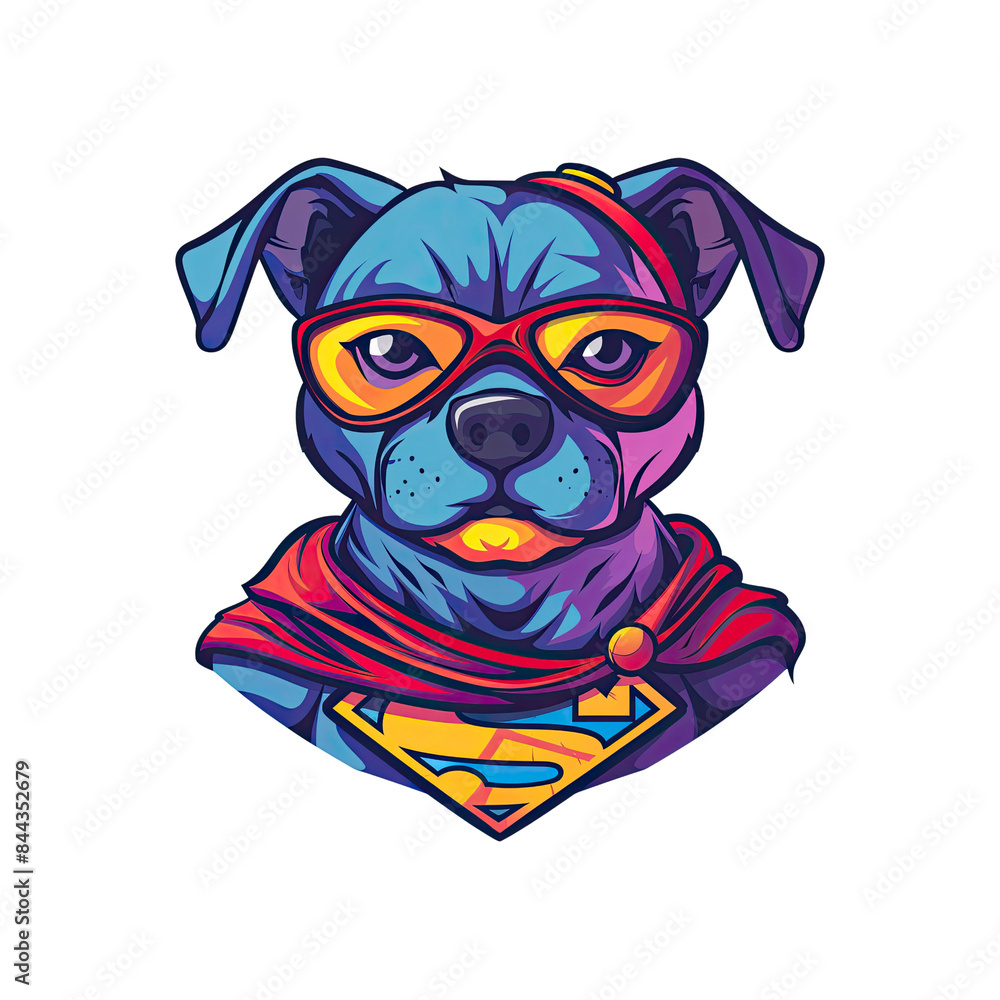 Dog in glasses and cape