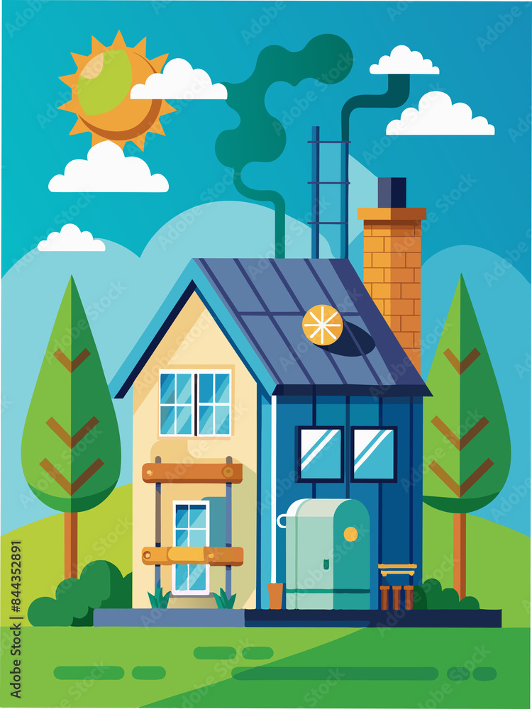 Energy-efficient building with heat pump Energy-efficient building with heat pump
