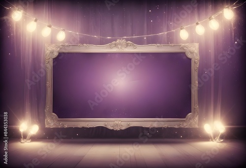 Purple celebration frame background glitter bokeh copy space abstract backdrop, banner poster header design