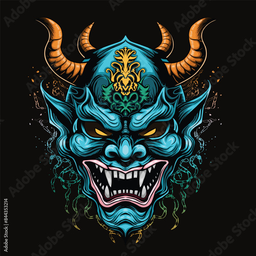 Japanese oni mask vector illustration