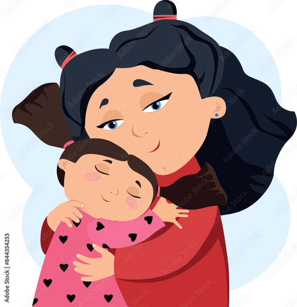 A mother hugs her daughter. Vector A mother hugs her daughter. Vector