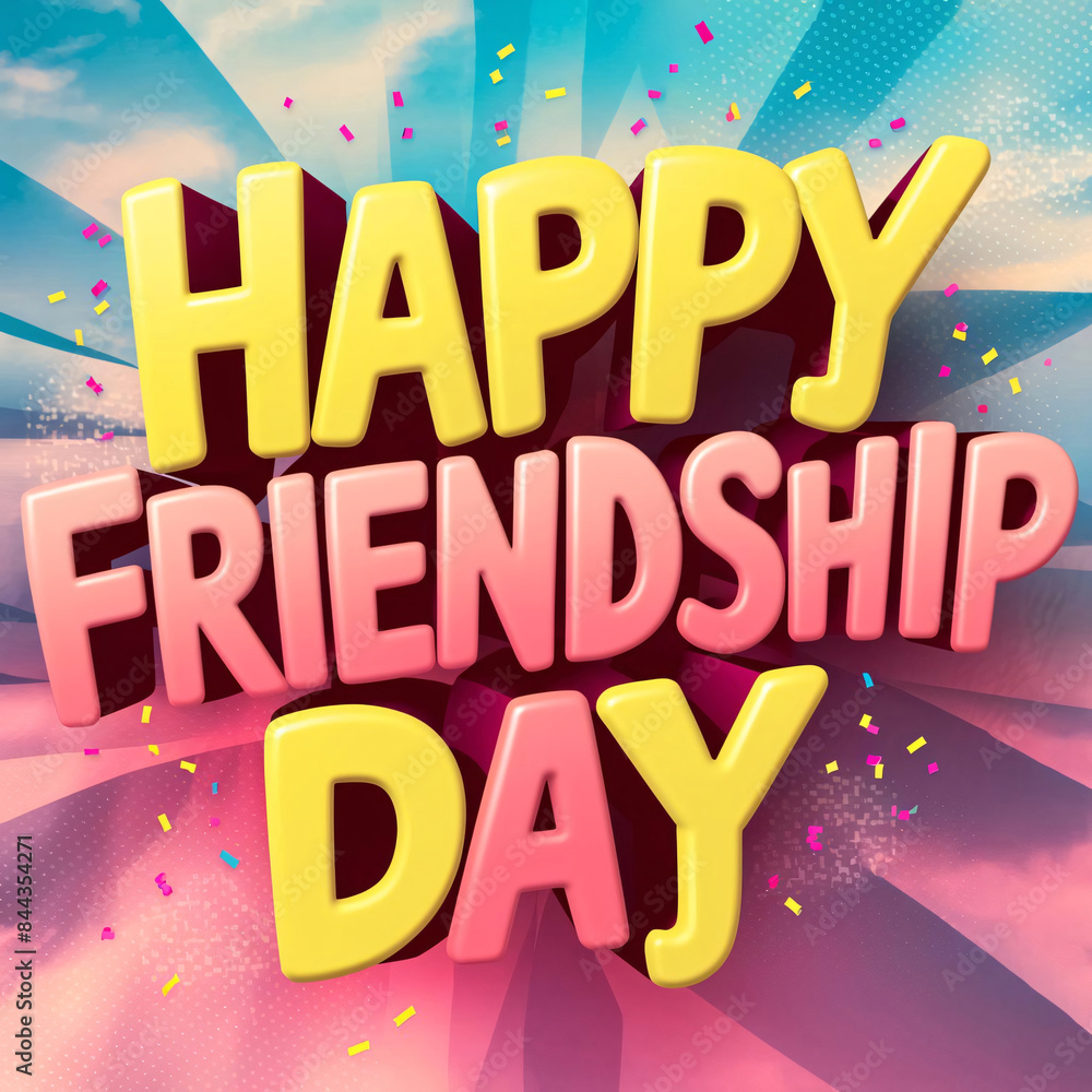 Happy Friendship Day 3D lettering on a wall or festive background Happy Friendship Day 3D lettering on a wall or festive background