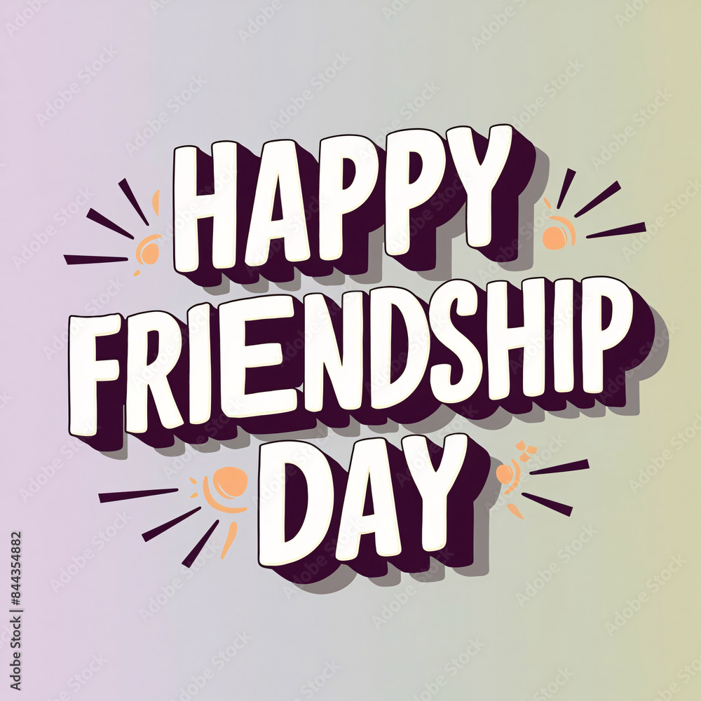 Fototapeta premium Happy Friendship Day 3D lettering on a wall or festive background
