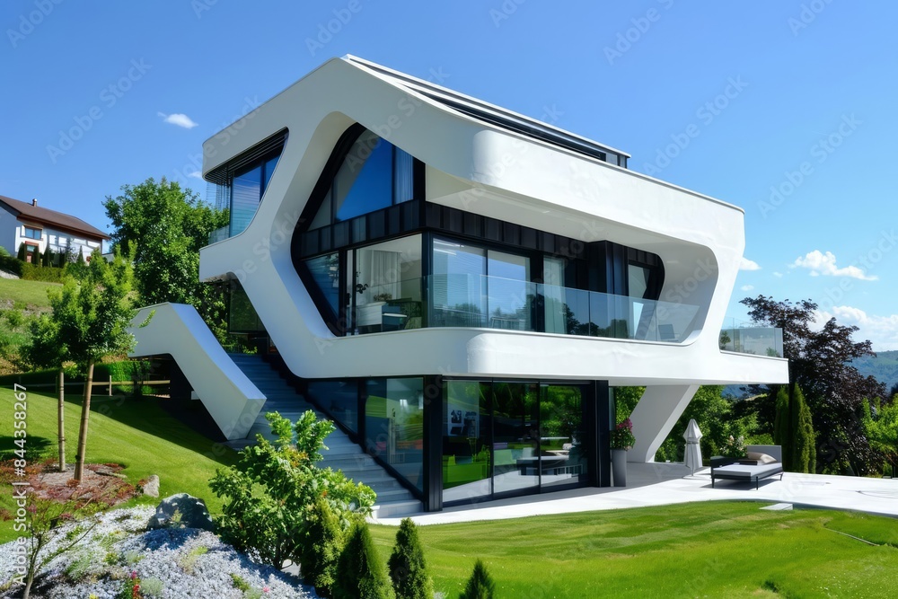 Obraz premium A futuristic home with heat recovery ventilation HRV maintaining comfortable temperatures while conserving energy