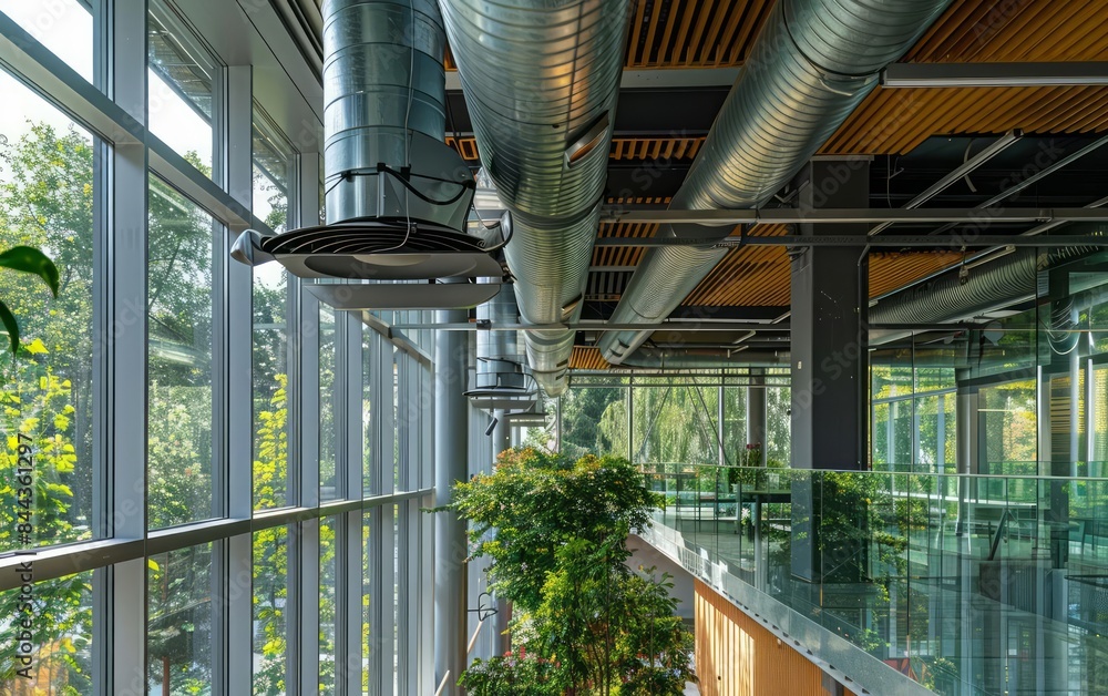 An energy recovery ventilation ERV system installed in a stateoftheart building, ensuring optimal indoor air quality An energy recovery ventilation ERV system installed in a stateoftheart building, ensuring optimal indoor air quality