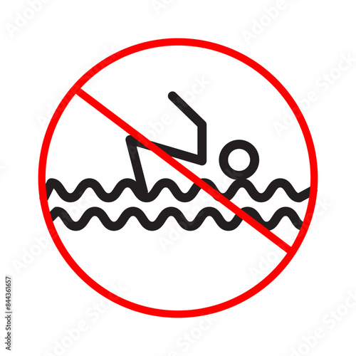No Swimming Allowed Sign Safety Icon for Restricted Water Areas Essential for Public Safety