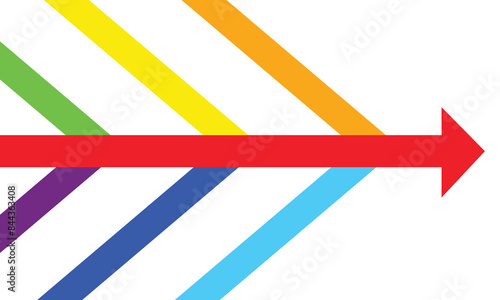 Colorful merging arrows image. Clipart image.  isolated on white background. EPS 10