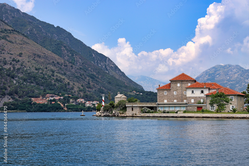 Old stone house Kotor Bay, Mediterranean landscape, Montenegro