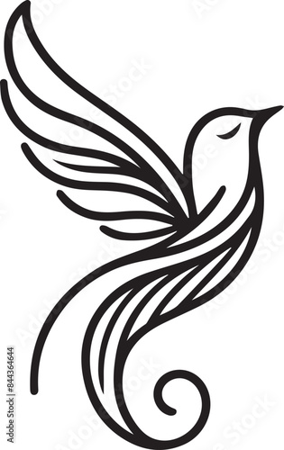 Wallpaper Mural Silhouette of a bird on white Background. vector line art of abstract art design, minimal bird line logo icon illustration isolated on white background. Bird Silhouette Vector Art illustration. Torontodigital.ca