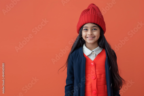 young happy indian school girl posing