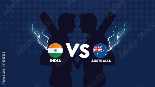 India vs Australia Match , New Australia vs India cricket match ,Cricket match concept with creative illustration