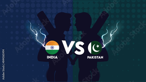 India VS Pakistan Match , Pakistan Vs India cricket match ,Cricket match concept with creative illustration 