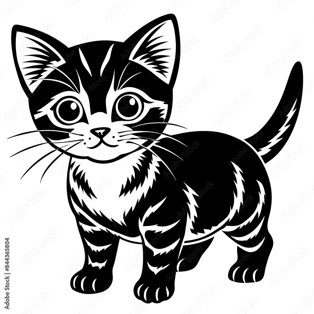 Fototapeta premium the kitten marvels vector silhouette illustration