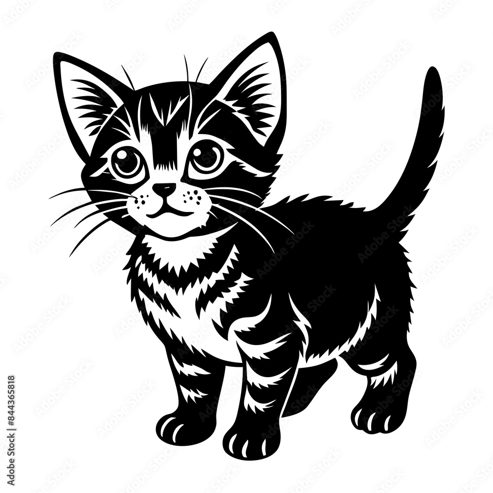 Fototapeta premium the kitten marvels vector silhouette illustration