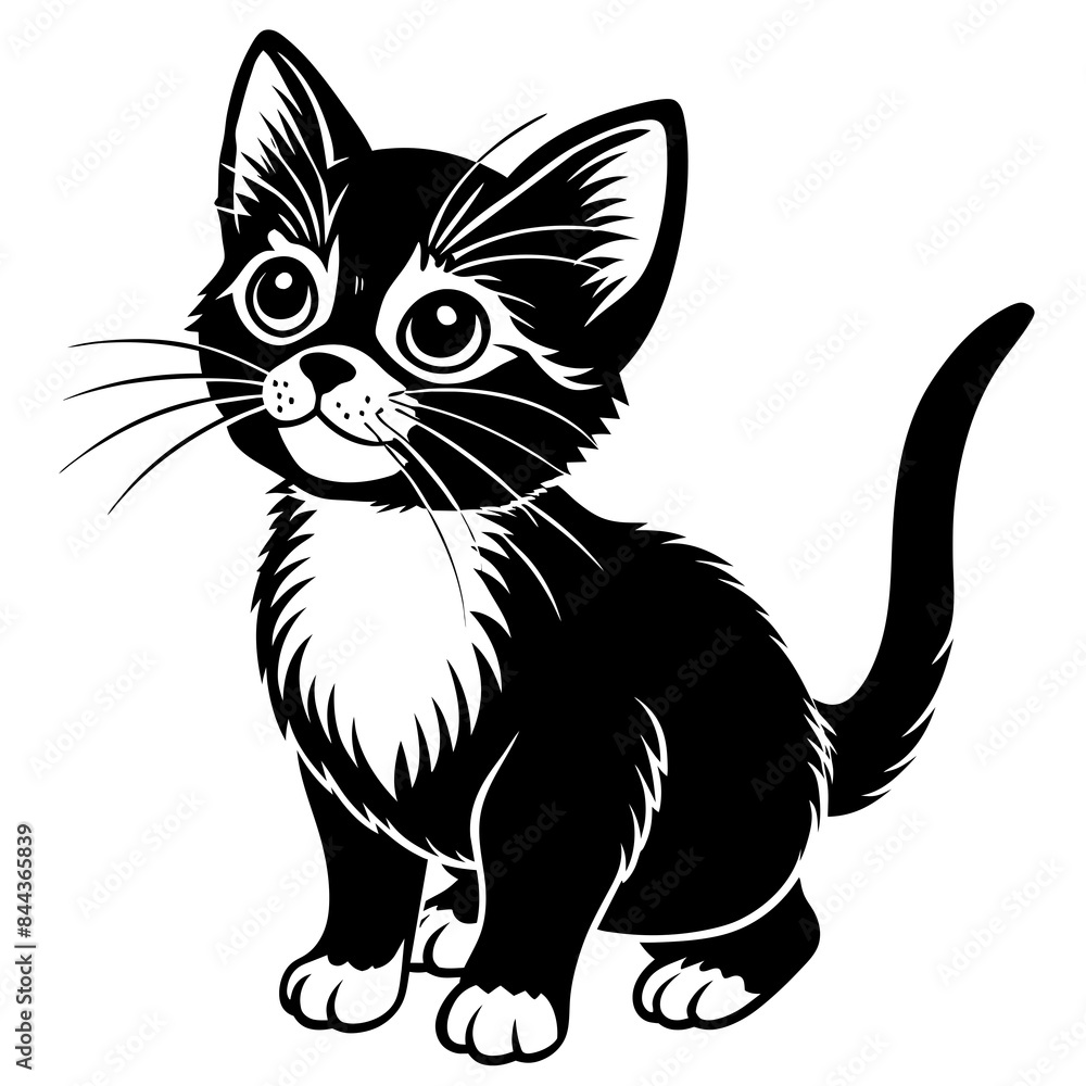 Obraz premium the kitten marvels vector silhouette illustration