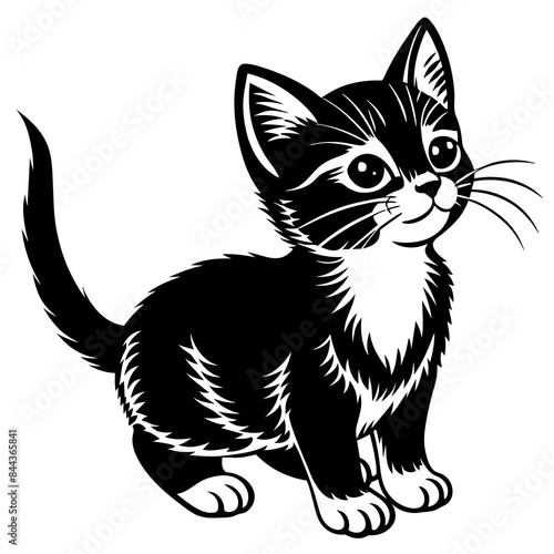 the kitten marvels  vector silhouette illustration