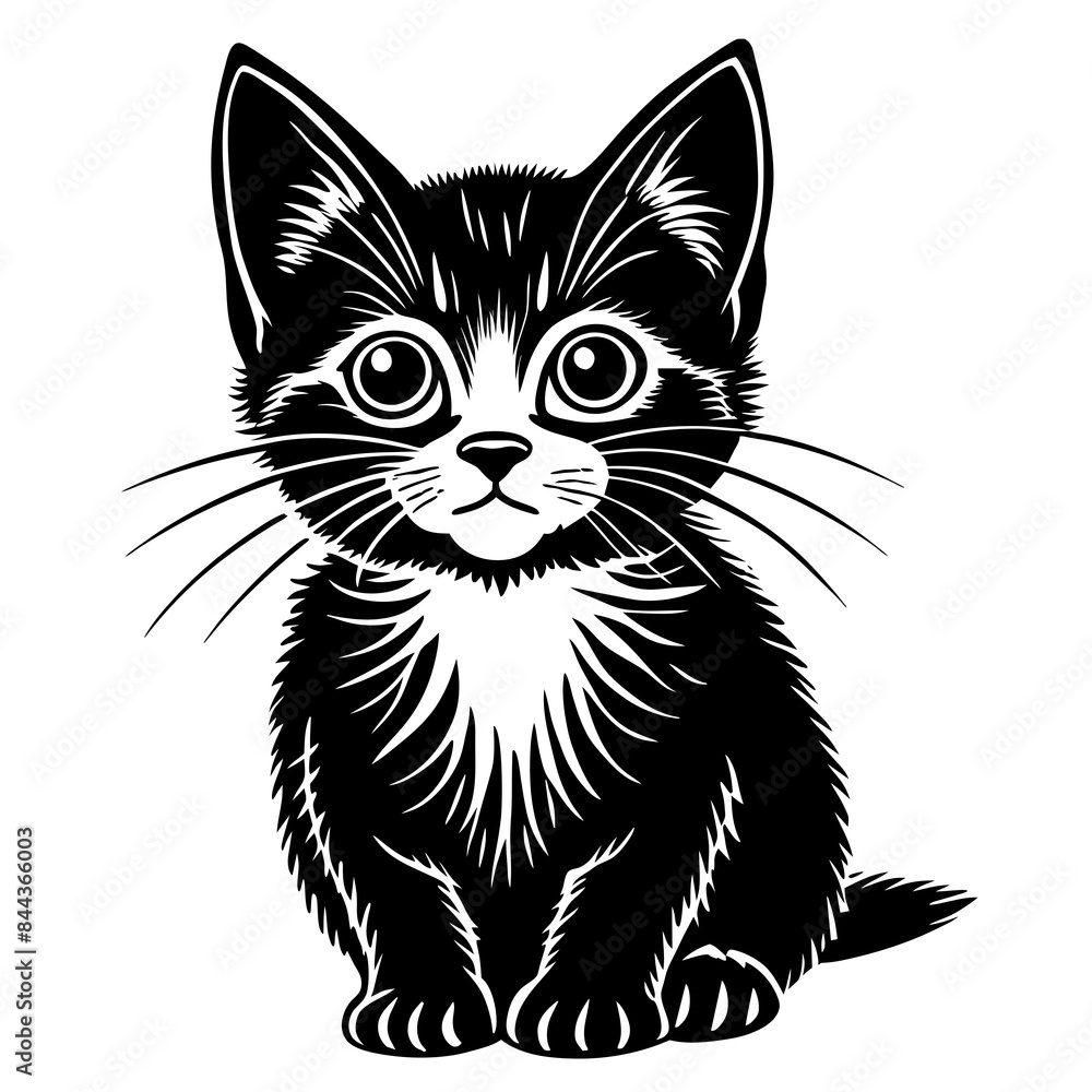 Obraz premium the kitten marvels vector silhouette illustration