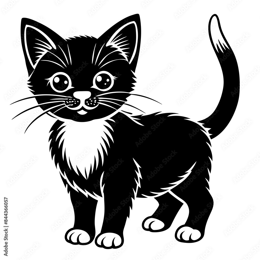 Obraz premium the kitten marvels vector silhouette illustration