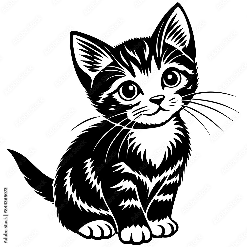 the kitten marvels vector silhouette illustration the kitten marvels vector silhouette illustration