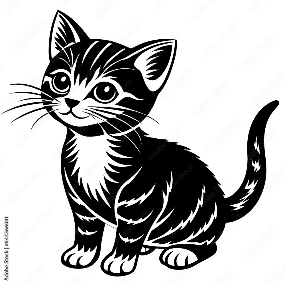 the kitten marvels vector silhouette illustration the kitten marvels vector silhouette illustration