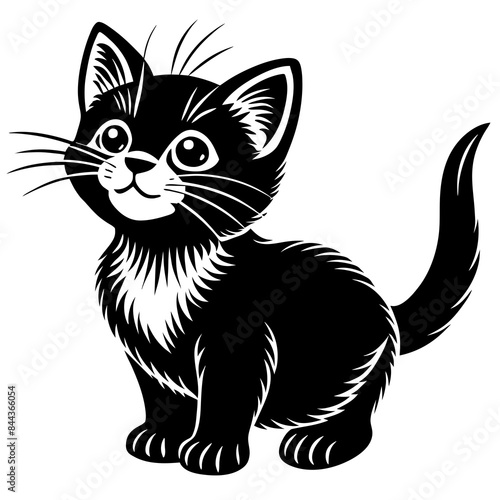 the kitten marvels  vector silhouette illustration